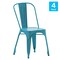 Emma and Oliver Commercial Grade 4 Pack Distressed Metal Indoor-Outdoor Stackable Chair